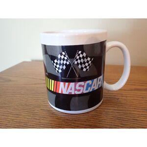 NASCAR Coffee Mug Retro Racing 2003 Black Checkered Flag 8 Oz Y2K Ceramic
